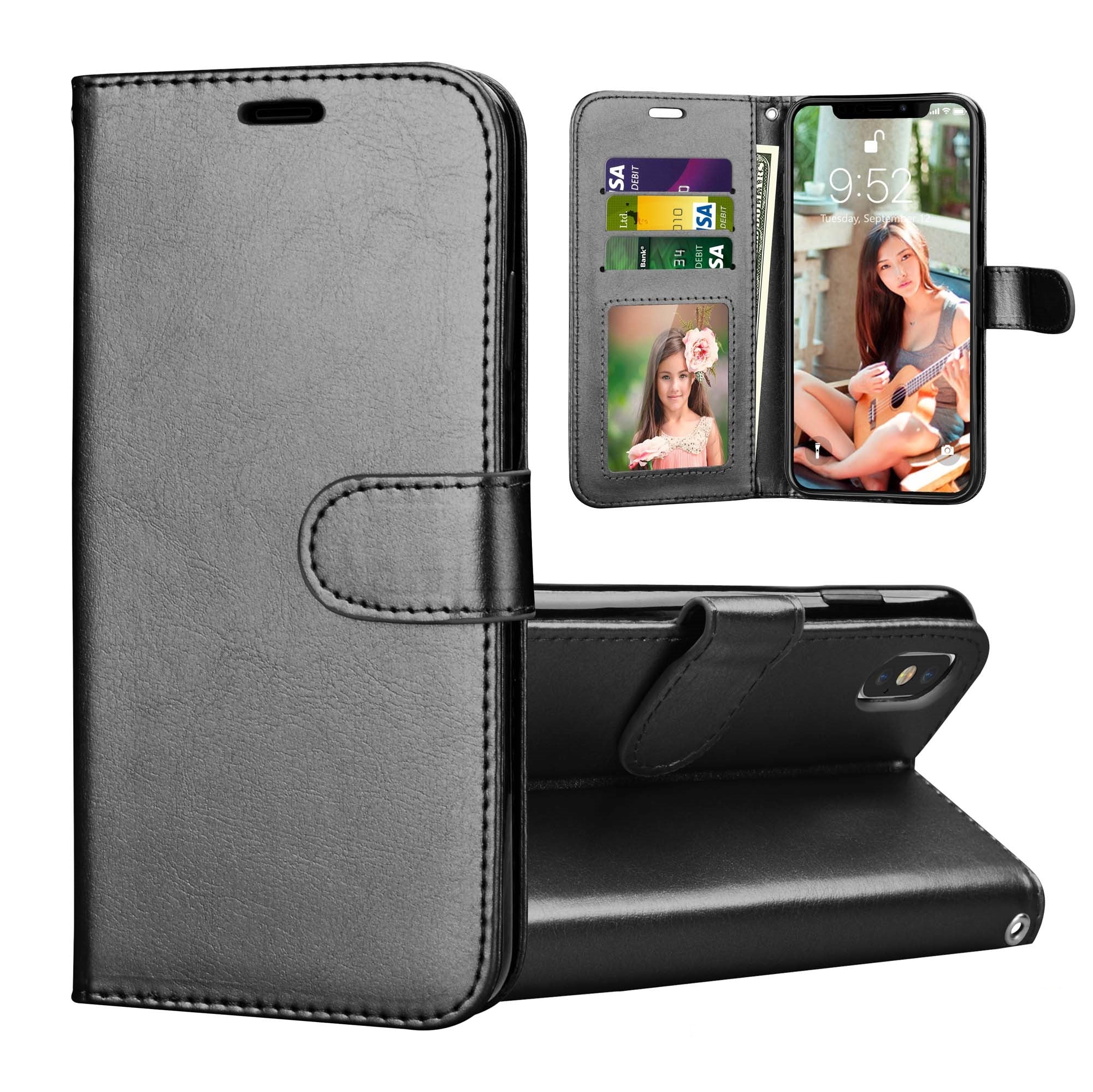 Étui portefeuille folio en cuir pour iPhone XR Étui portefeuille folio en cuir pour iPhone XR
